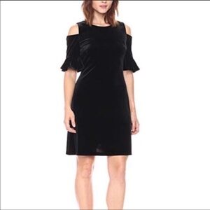 Tommy Hilfiger Black Velvet Cold Shoulder Dress
